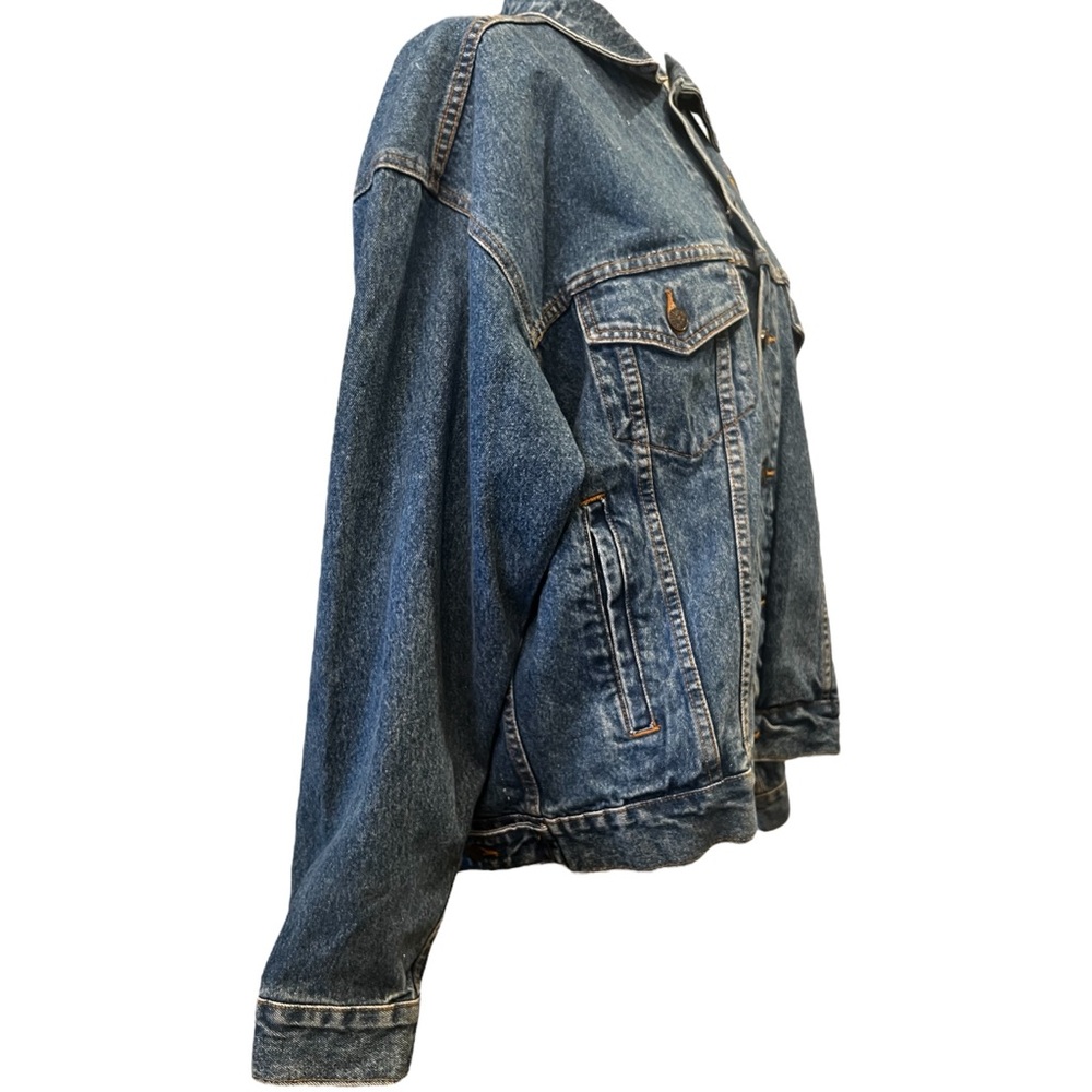 Vintage Brighton Blue Denim Jacket Size L Embroidered Patch Worlds Greatest Mom - Picture 9 of 9